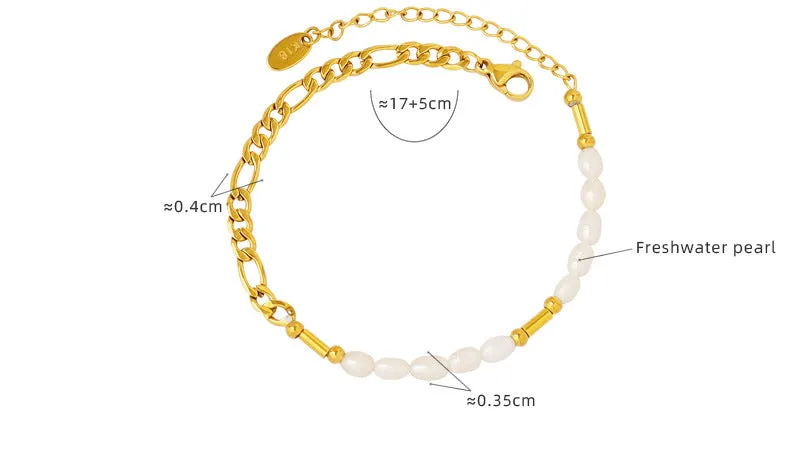 Flat O Chain And Freshwater Pearl Bracelet