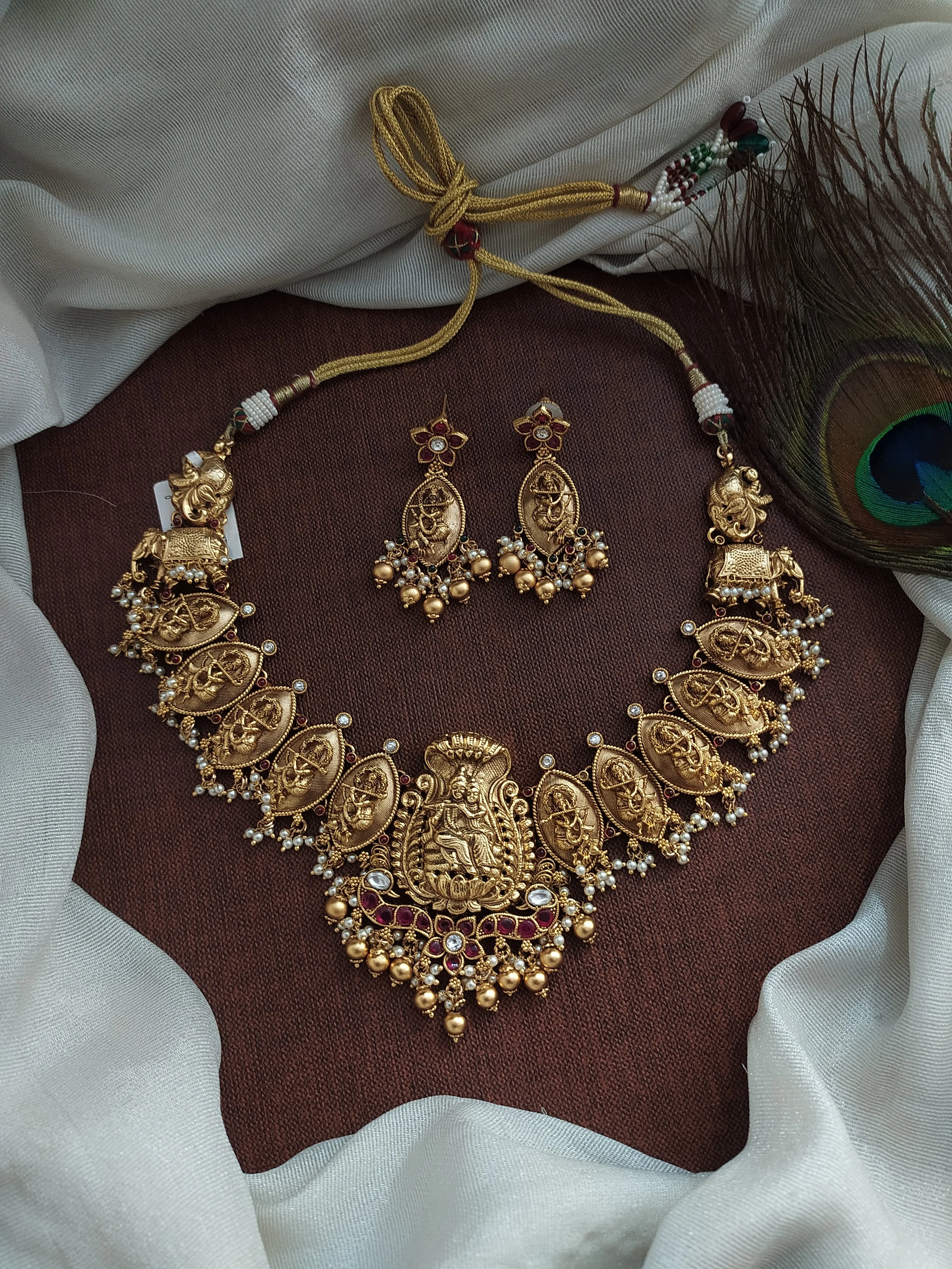 Floral Design Divine Radha Krishna Wedding Necklace Set