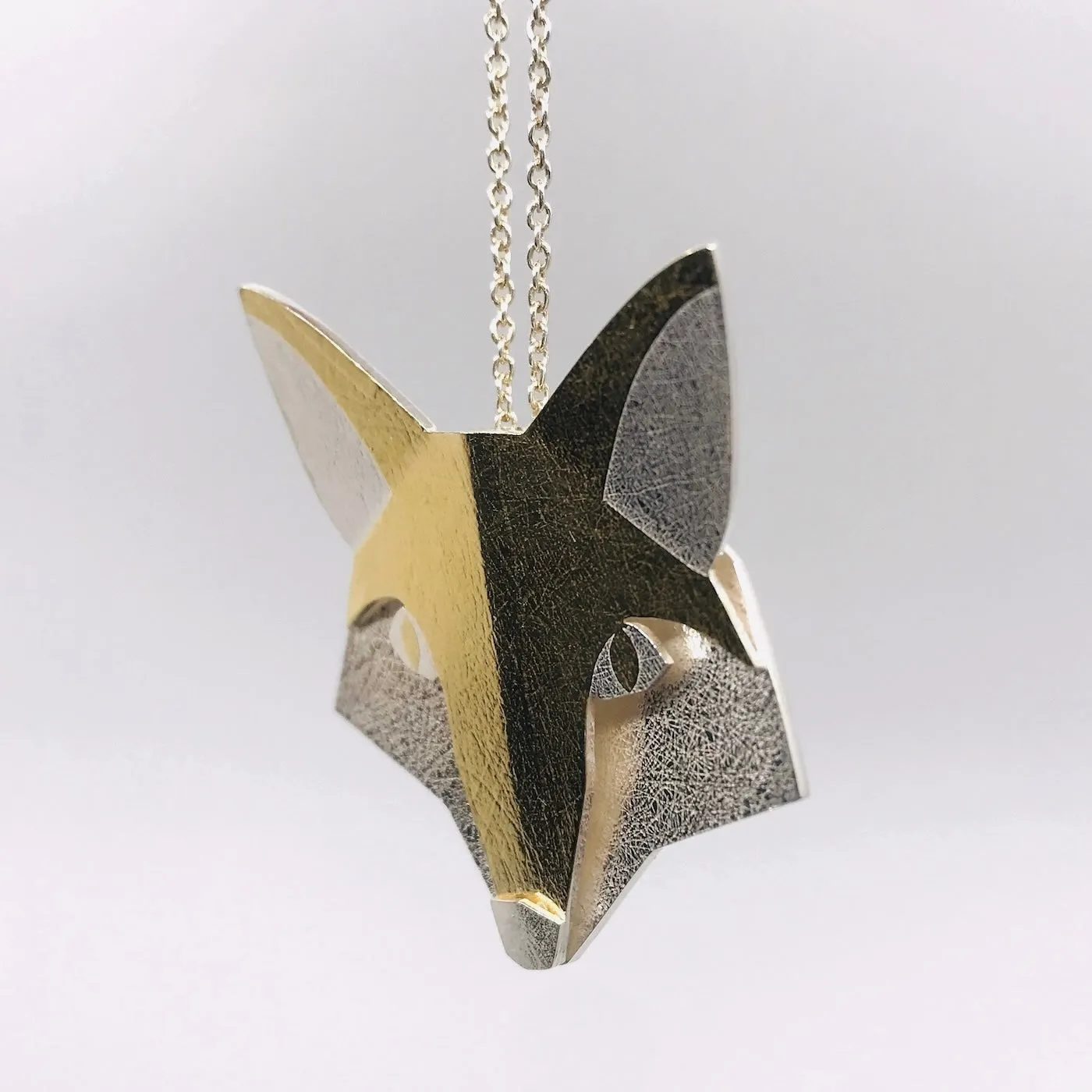 Fox Pendant in silver and 24k gold keumboo by Karine Rodrigue