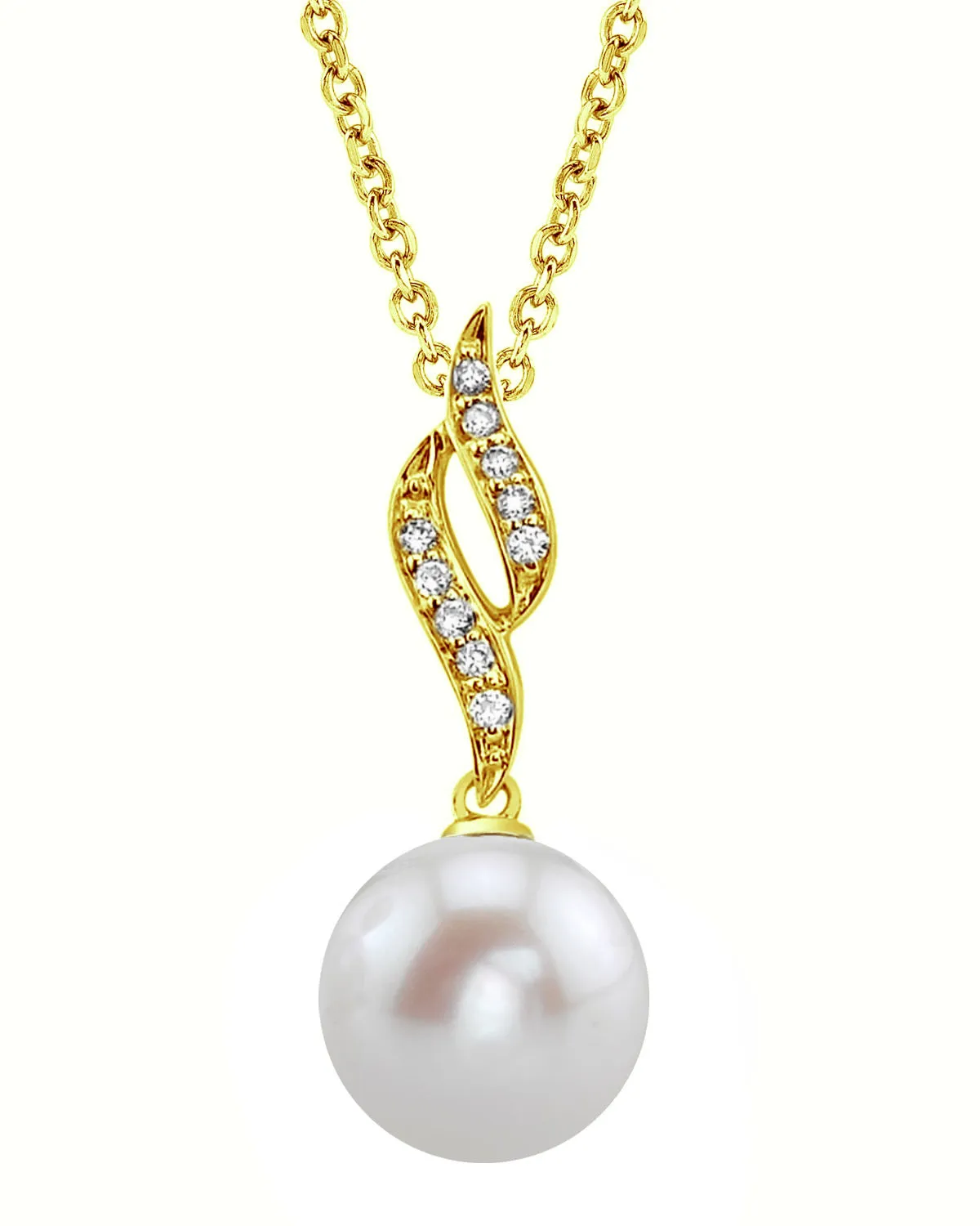 Freshwater Pearl & Diamond Flame Pendant