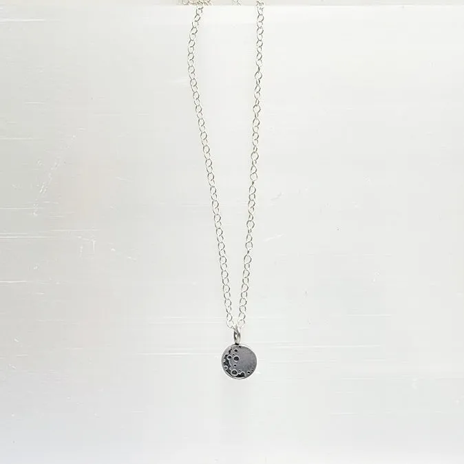 Full Moon Layering Necklace in Sterling Silver; Celestial Jewelry