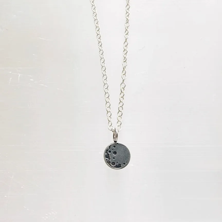 Full Moon Layering Necklace in Sterling Silver; Celestial Jewelry