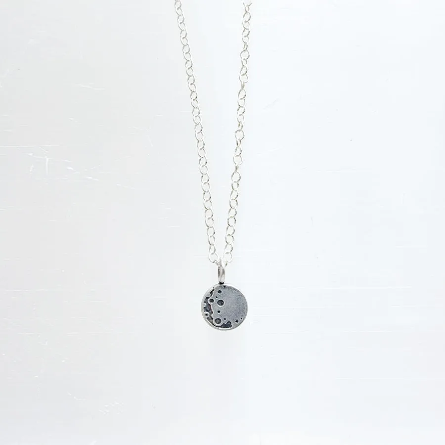 Full Moon Layering Necklace in Sterling Silver; Celestial Jewelry