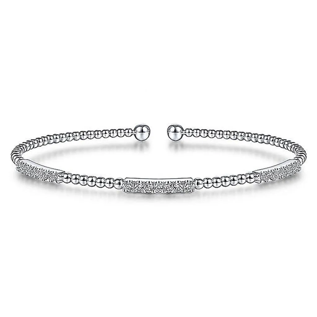 Gabriel & Co. 14K White Gold Bujukan Diamond Stations Bangle