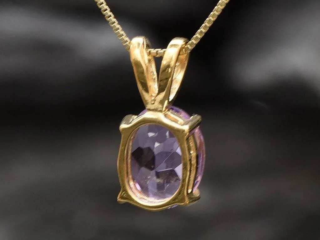 Gold Amethyst Pendant - Natural Amethyst Necklace, Purple Gold Pendant