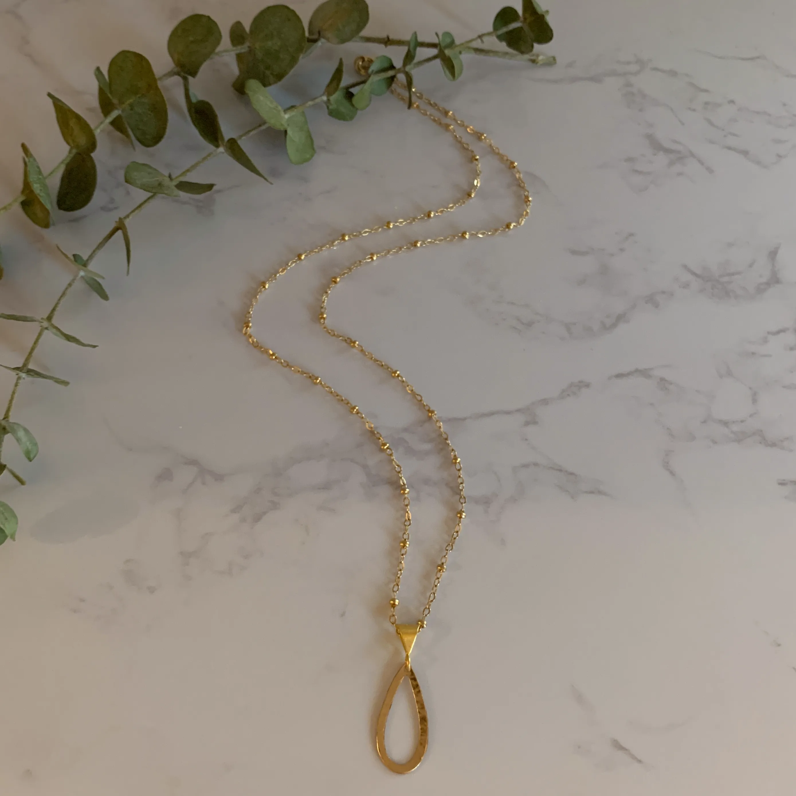 Gold Hammered Teardrop Pendant