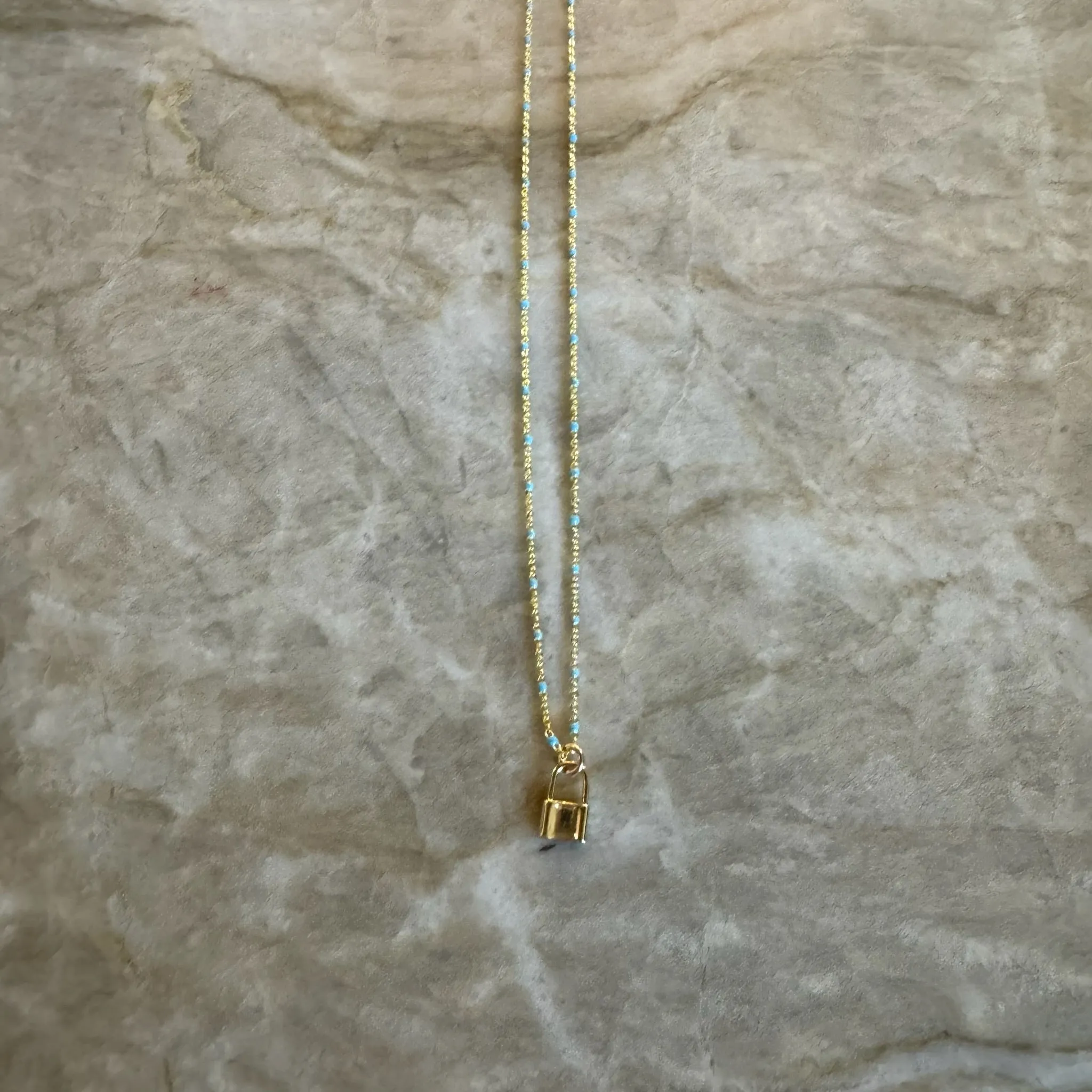 Gold Lock Enamel Chain