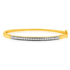 Gold Plated Sterling Silver 1/10 Carat Diamond Bangle