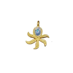 Gold Vermeil Floral Ethiopian Opal Charm