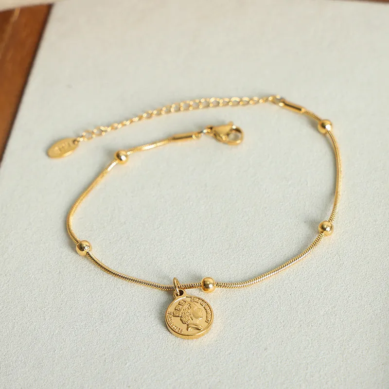 Golden Cartoon Face Pendant Bracelet for Stylish Women