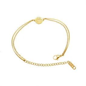 Golden Double Layer Chinese Snake Chain Bracelet - Planderful Everyday Genie Collection