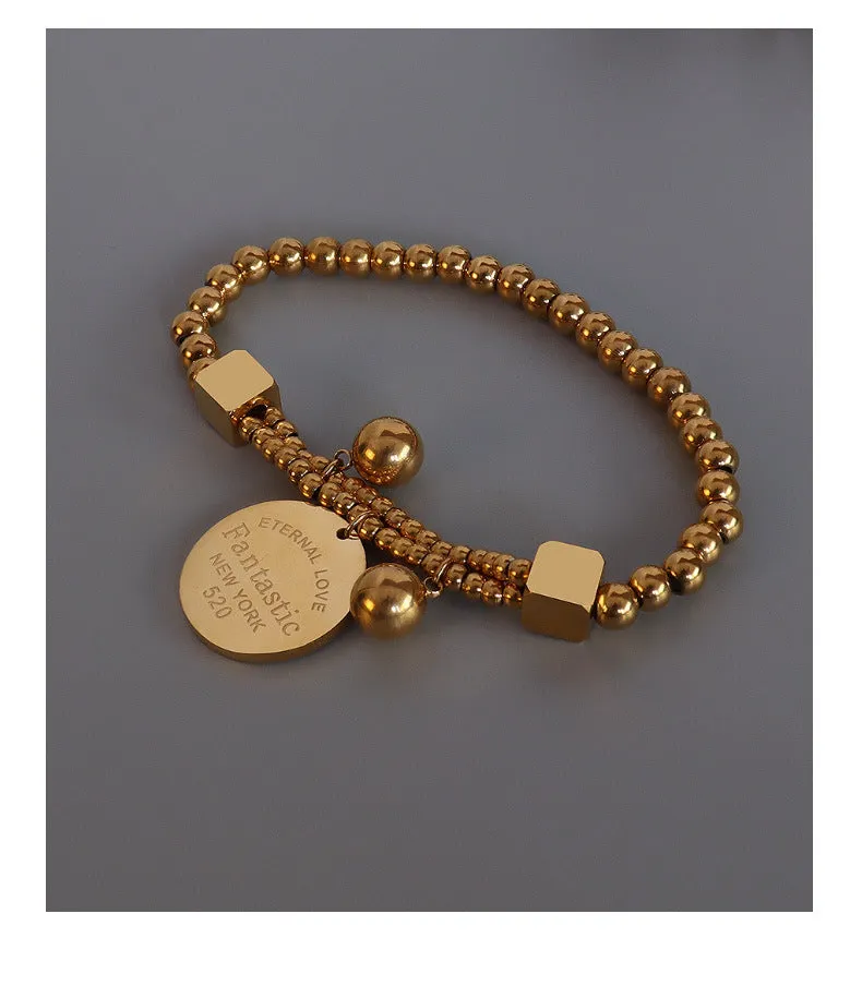 Golden Love Duo Layered Bracelet - Korean Retro Hand Jewelry