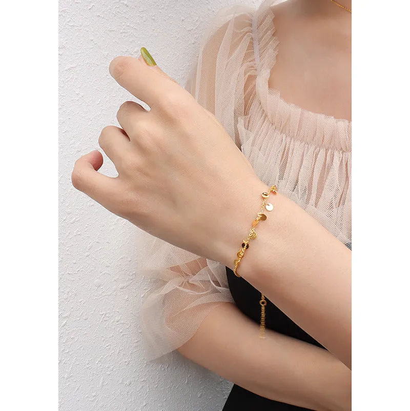 Golden Round Pendant Bracelet - Handcrafted Hand Jewelry by Planderful