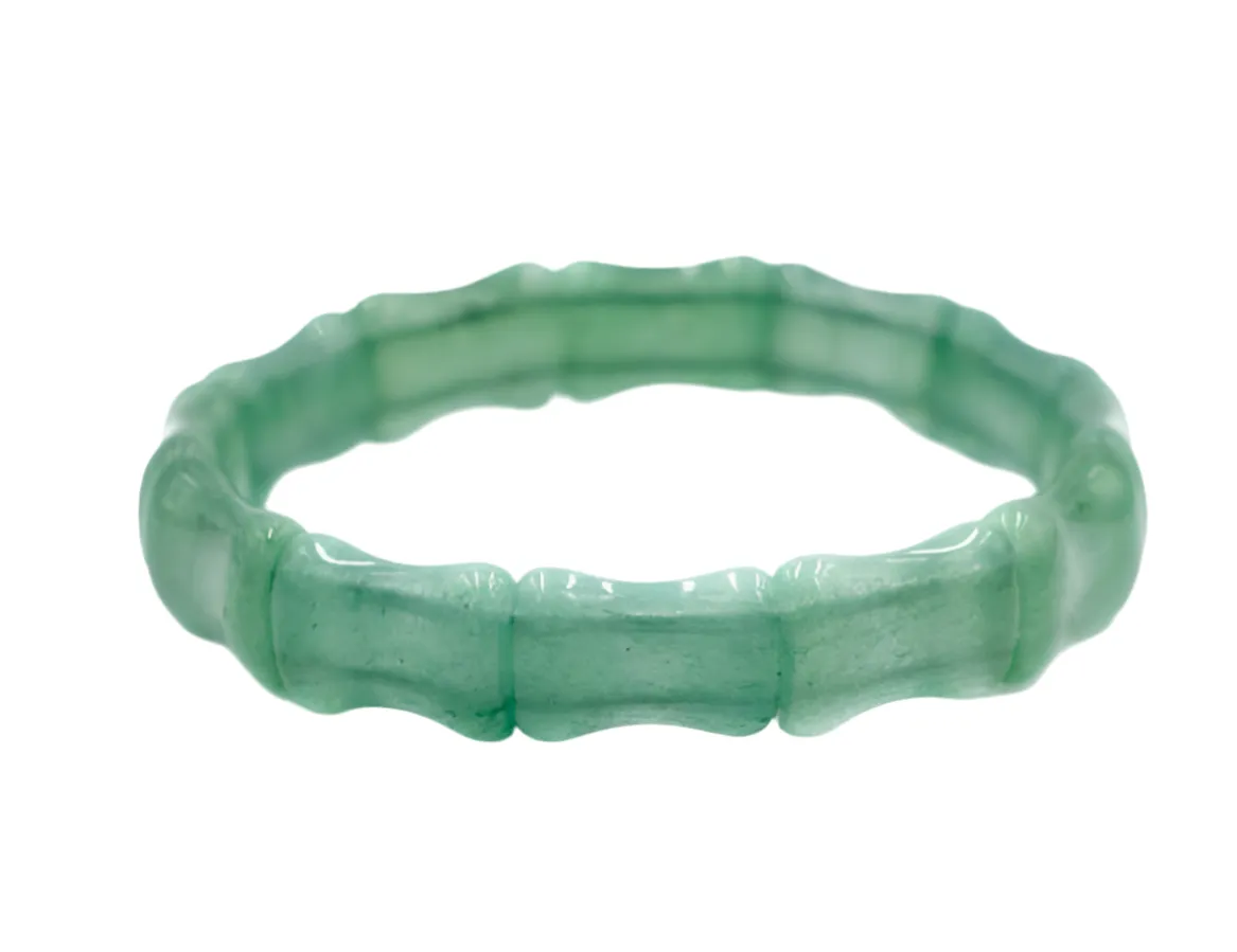 Green Jade Gemstone Bamboo Bangle Bracelet