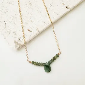 Green kyanite embellished bar necklace