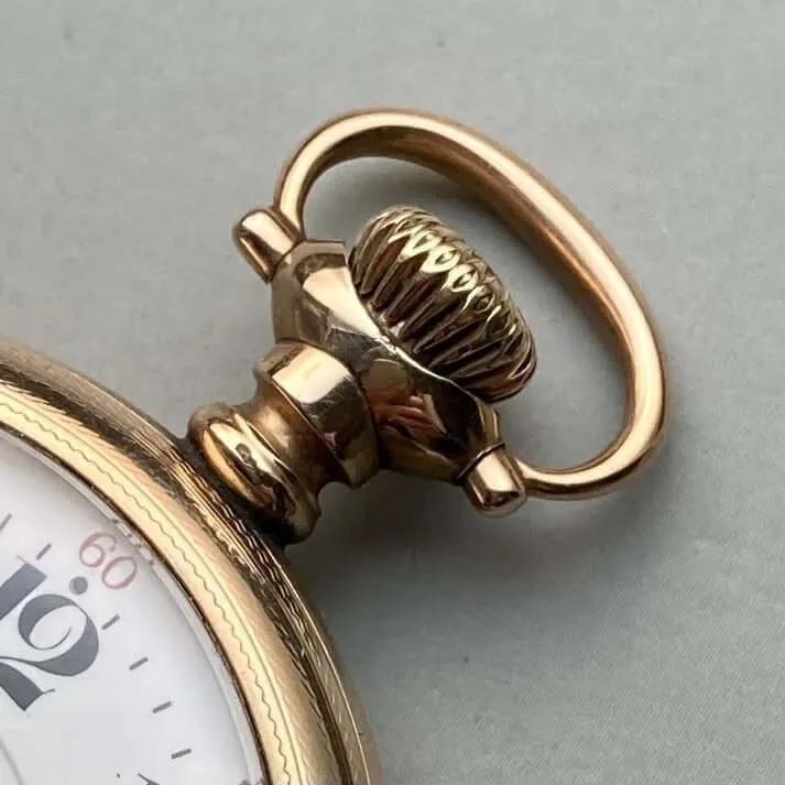 Hamilton antique pocket watch manual winding open face gold case diameter 47 mm vintage pocket watch