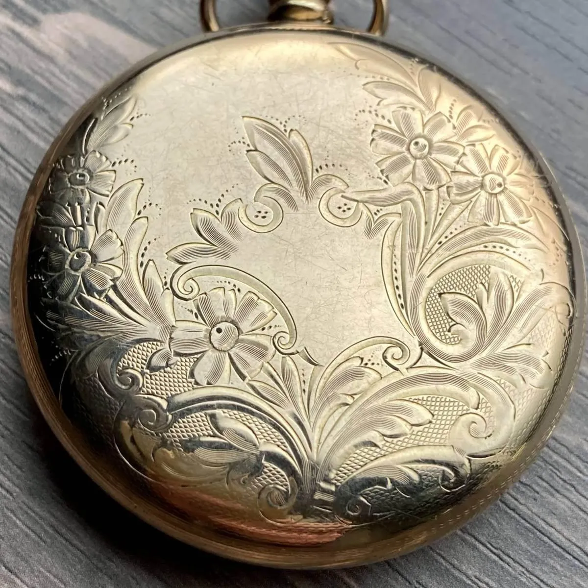 Hamilton antique pocket watch manual winding open face gold case diameter 47 mm vintage pocket watch