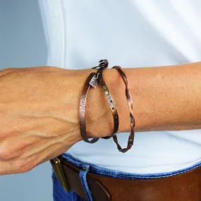 Hand Forged and Blackened Copper Bangles in a Set of Three