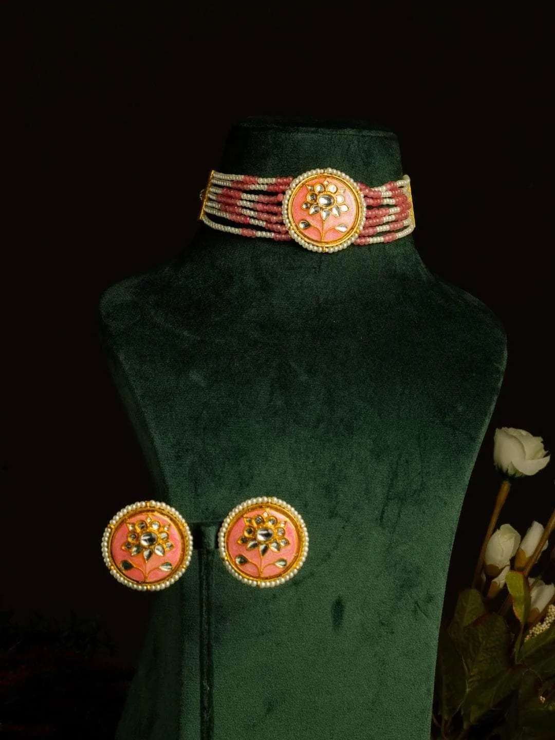 Hand Painted Meenakari Round Choker