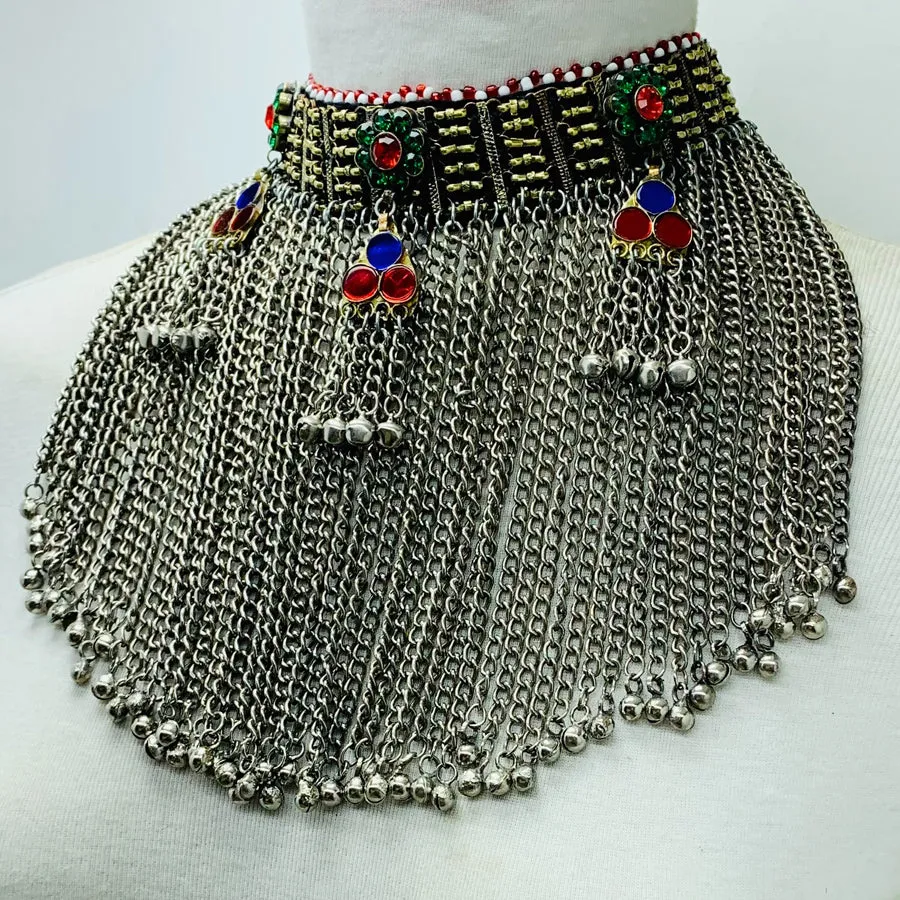 Handmade Silver Choker Necklace With Dangling Bells