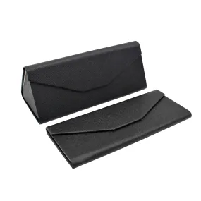 Hard Folding Eco Leather Solid Color Glasses Case - Black