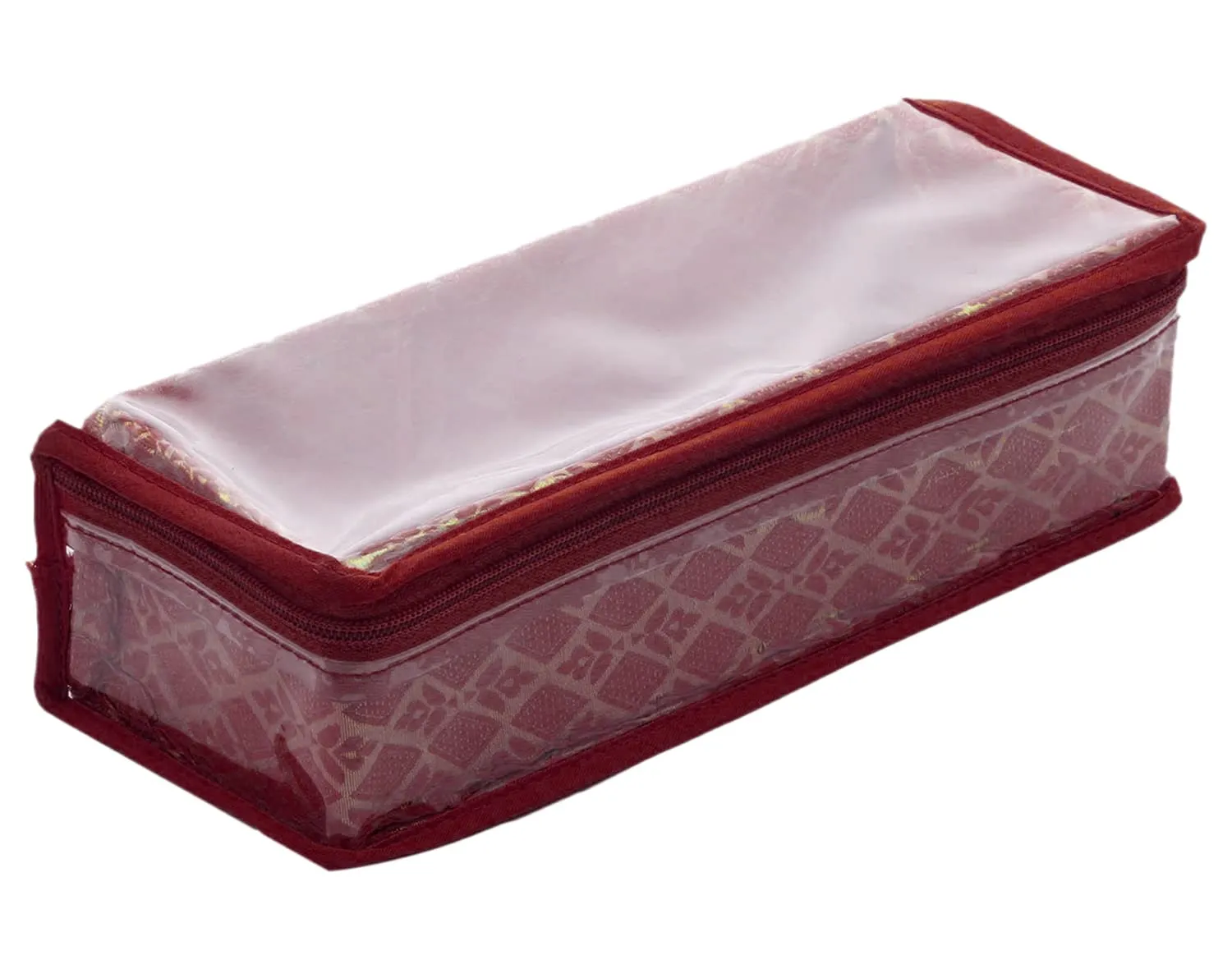 Heart Home Multipurpose Tribal Design Laminated 1 Rod Bangle Box/Organizer/Case With Tranasparent Top - Pack of 2 (Maroon)-47HH0507