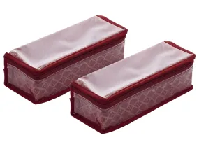 Heart Home Multipurpose Tribal Design Laminated 1 Rod Bangle Box/Organizer/Case With Tranasparent Top - Pack of 2 (Maroon)-47HH0507