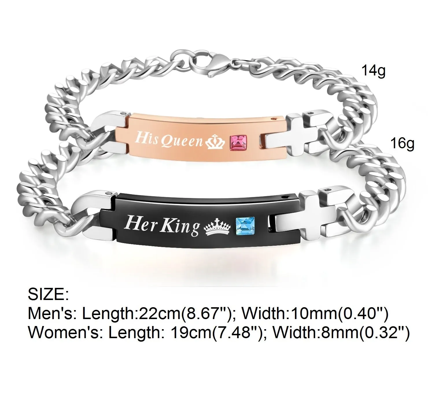 His & Hers Matching Set Her King His Queen Couple Bracelets, Valentine, Anniversary, Wedding, Promise, Engagement Gift