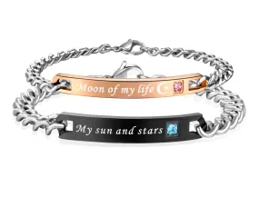 His & Hers Matching Set My Sun and Stars Moon of My Life Couple Bracelets, Valentine, Anniversary, Wedding, Promise, Engagement Gift