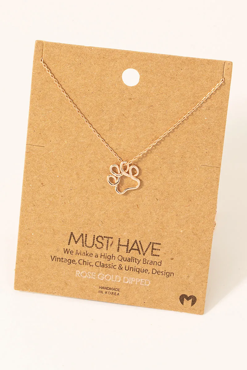 Hollow Dog Paw Pendant Necklace (Assorted)