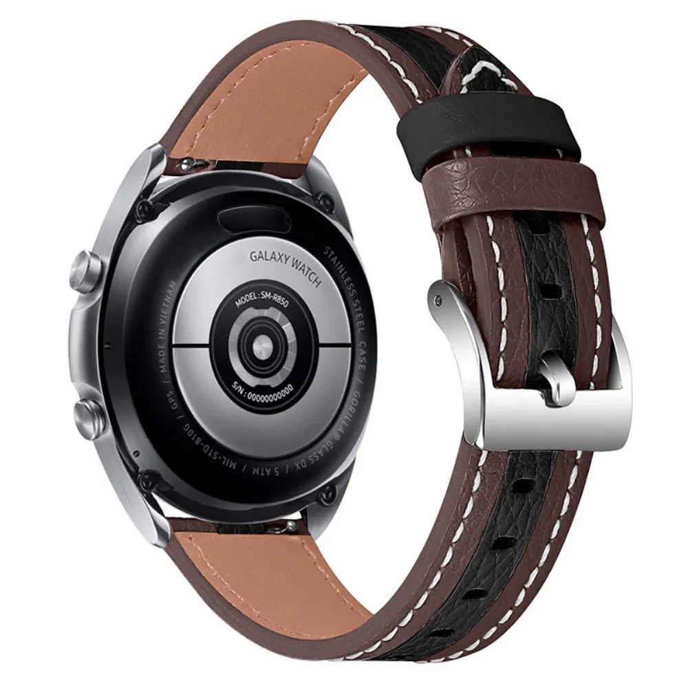 Huawei Watch GT 2 42mm / Watch 2 color splice cowhide leather watch strap - Brown / Black