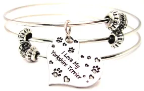 I Love My Yorkshire Terrier Heart Triple Style Expandable Bangle Bracelet