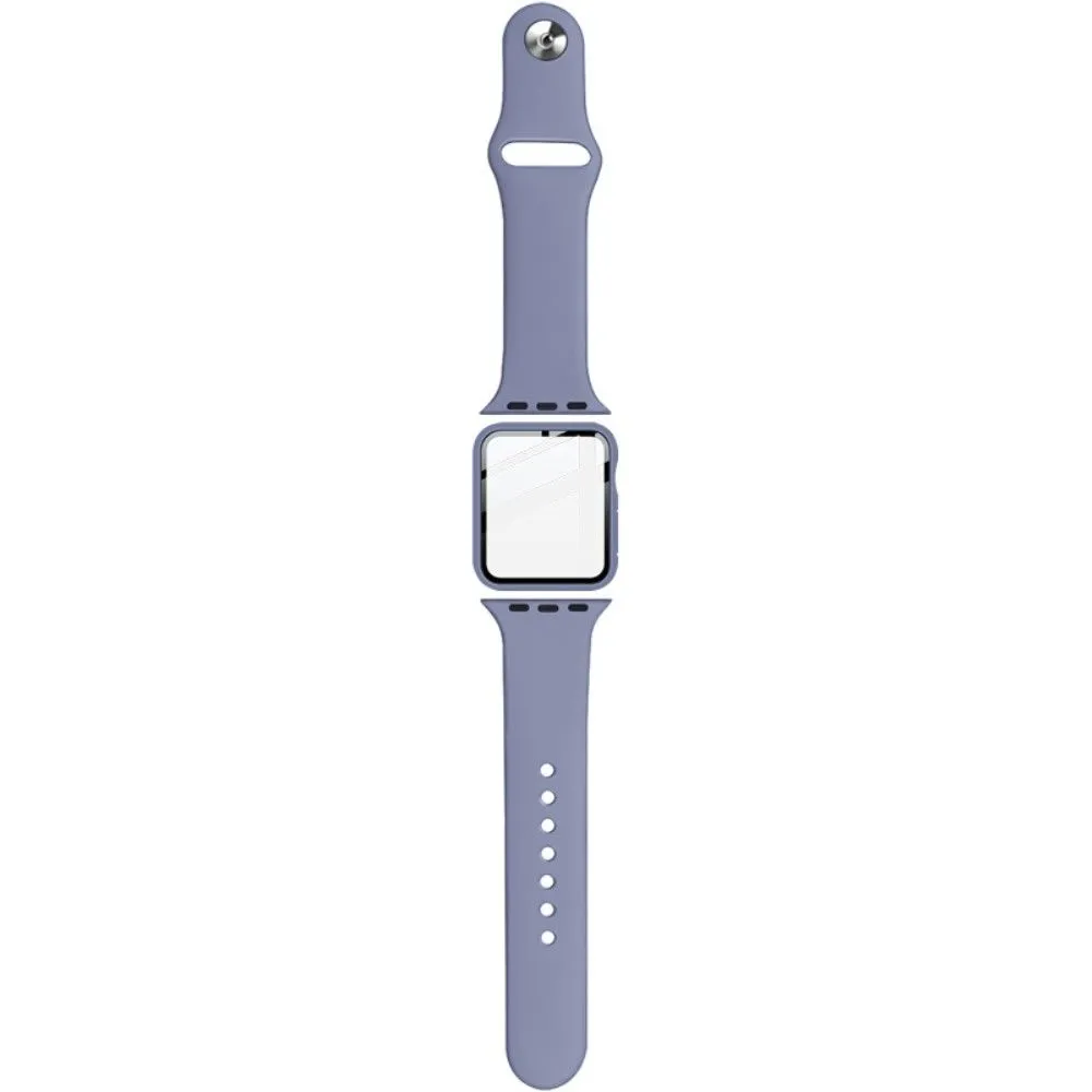 IMAK Apple Watch Series 3/2/1 38mm silicone cover with watch strap   tempered glass - Baby Blue