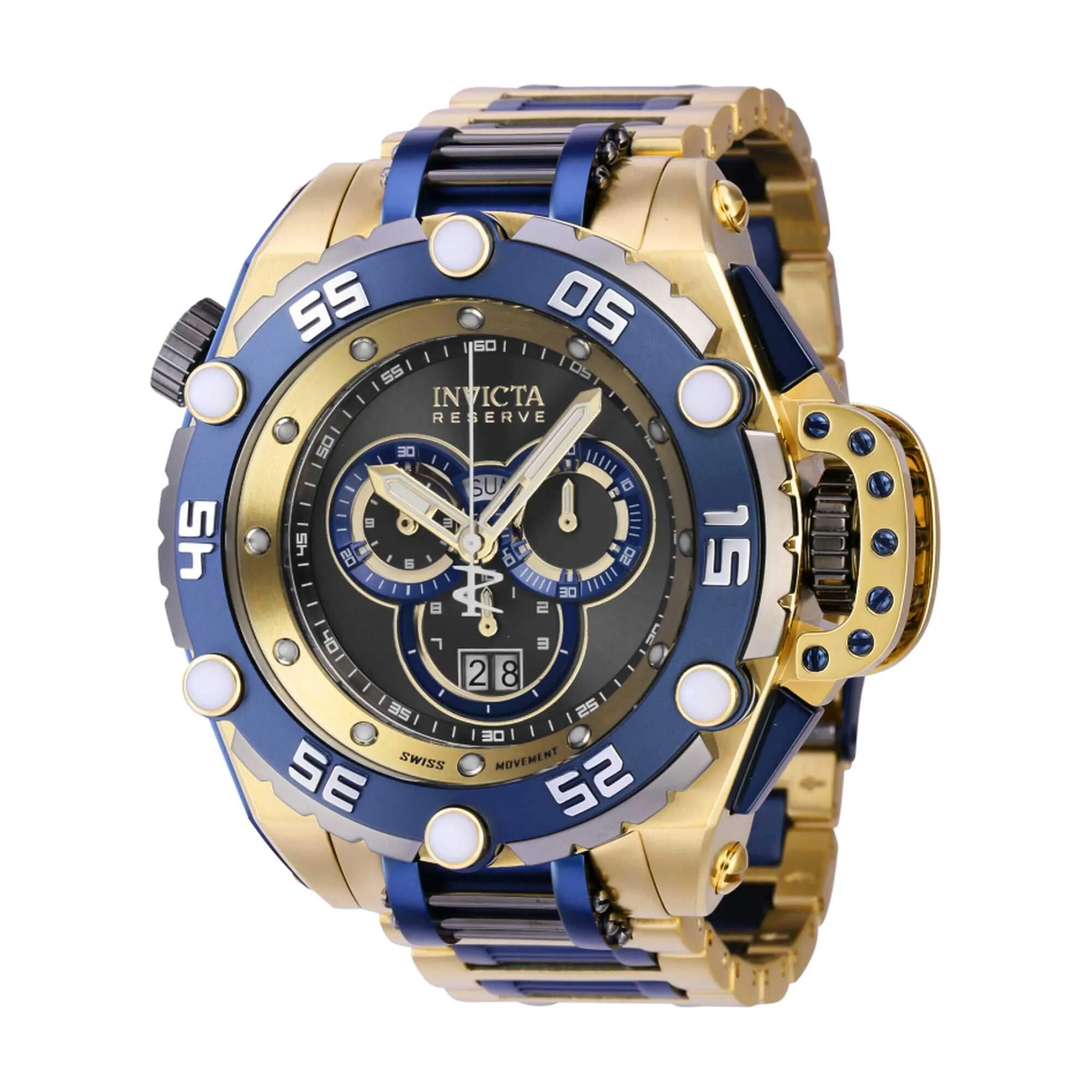 Invicta Men's Chrono Watch - Reserve Flying Fox Dark Blue, Gunmetal, Gold Dial | 39552