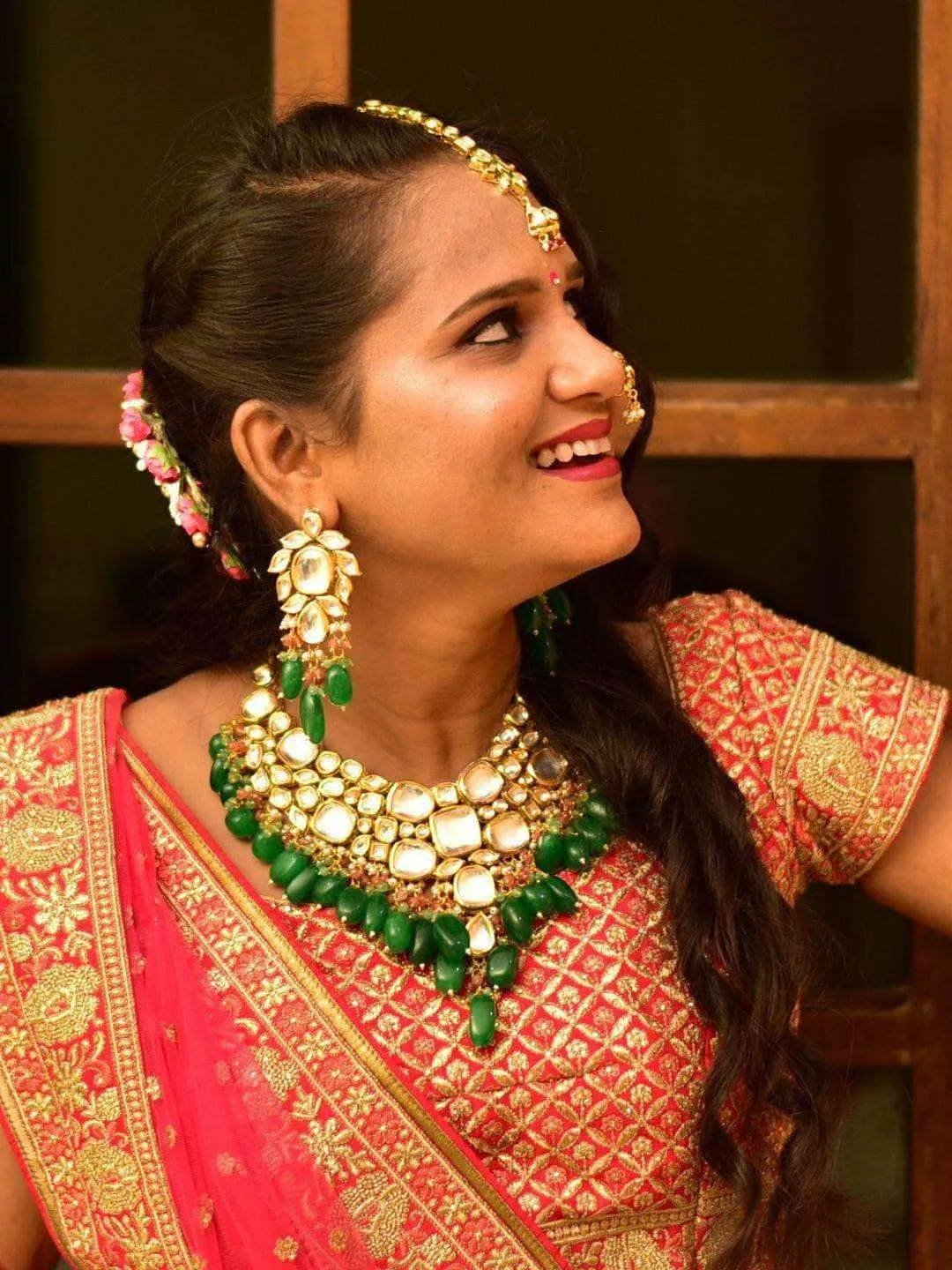 Ishhaara Bride In Kundan Bridal Necklace With Teeka