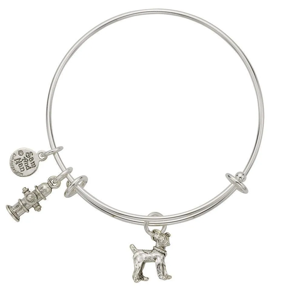 Jack Russell Fire Hydrant Charm Bangle Bracelet