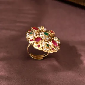 Jadau Ring With  Red Stones