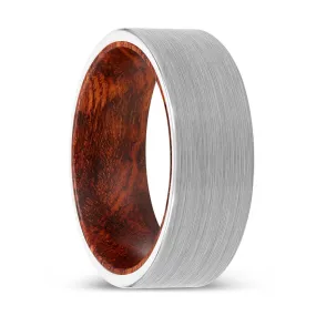 KAIN | Snake Wood, White Tungsten Ring, Brushed, Flat