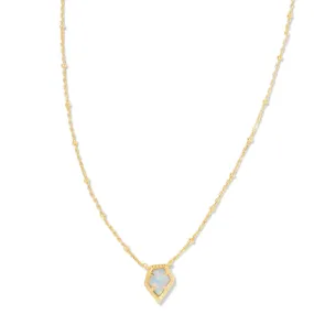 Kendra Scott | Framed Tess Gold Satellite Short Pendant Necklace in Luster Light Blue Kyocera Opal