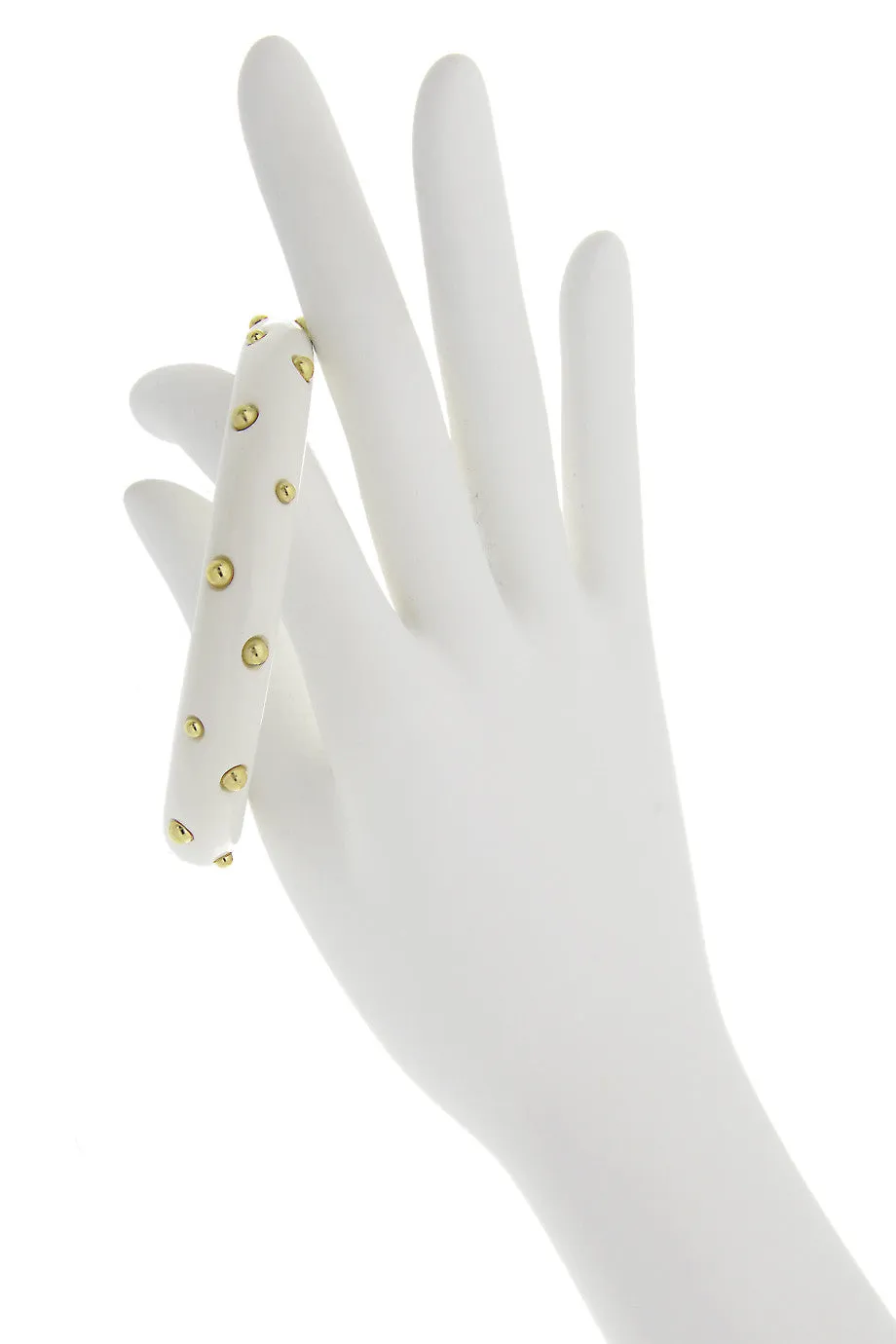 KENNETH JAY LANE White Resin Beads Bangle