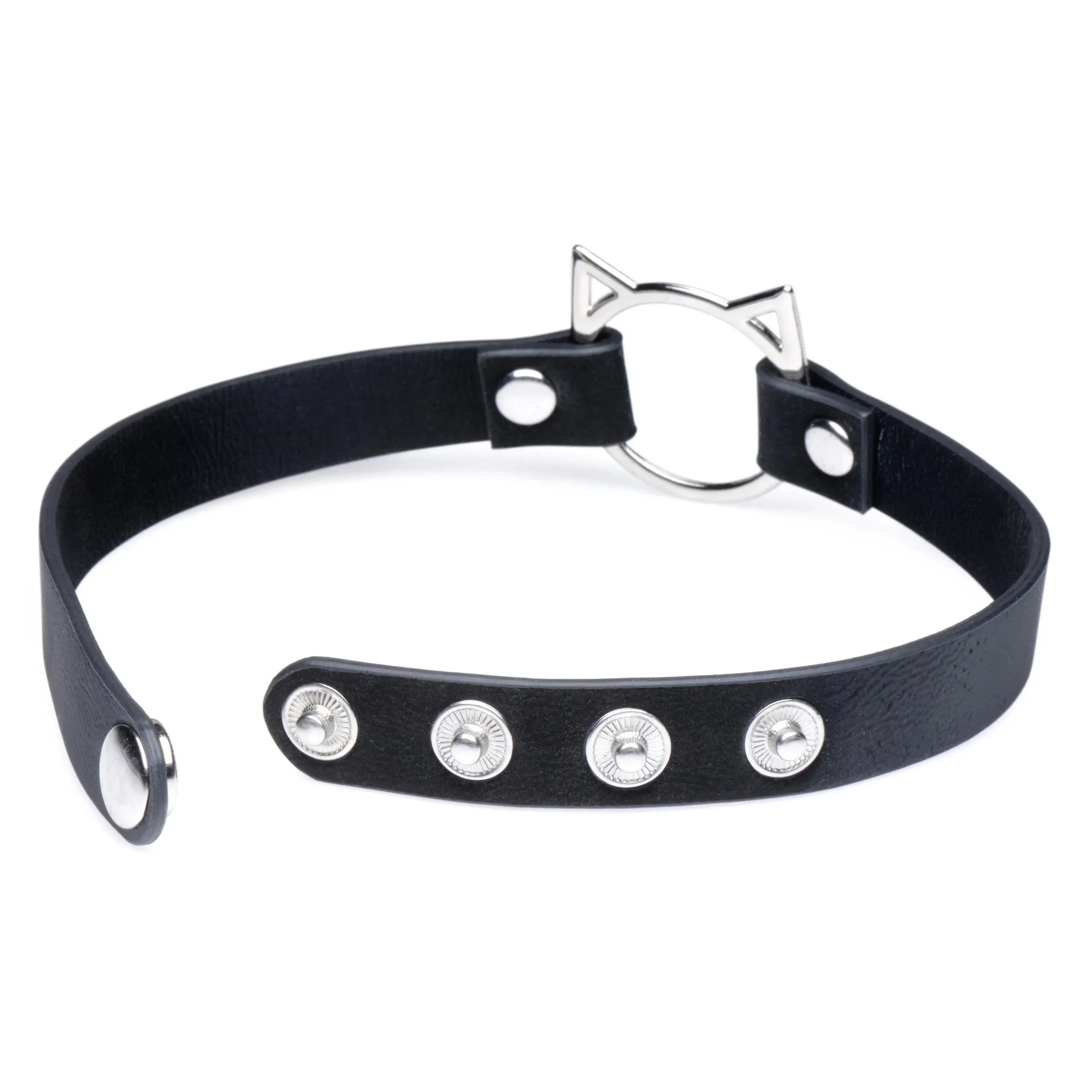 Kinky Kitty Ring Slim Choker - Black