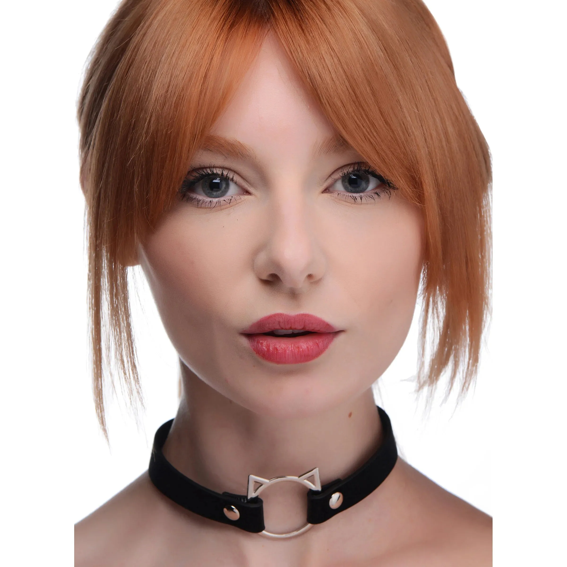 Kinky Kitty Ring Slim Choker - Black