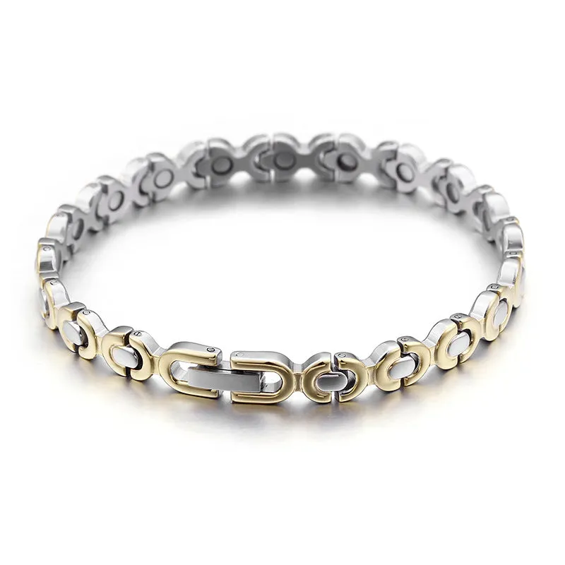 Korean Titanium Steel Couple Bracelet - Trendy Magnetic Stainless Steel Gold Jewelry