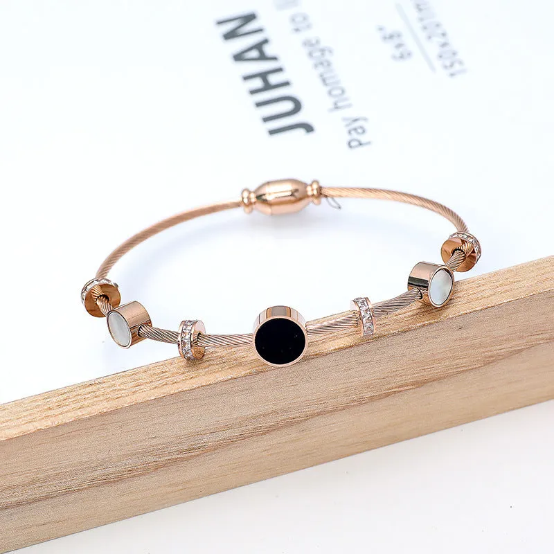 Korean Version Of Rose Gold Titanium Steel Bracelet Female Non-fading Ins Personality