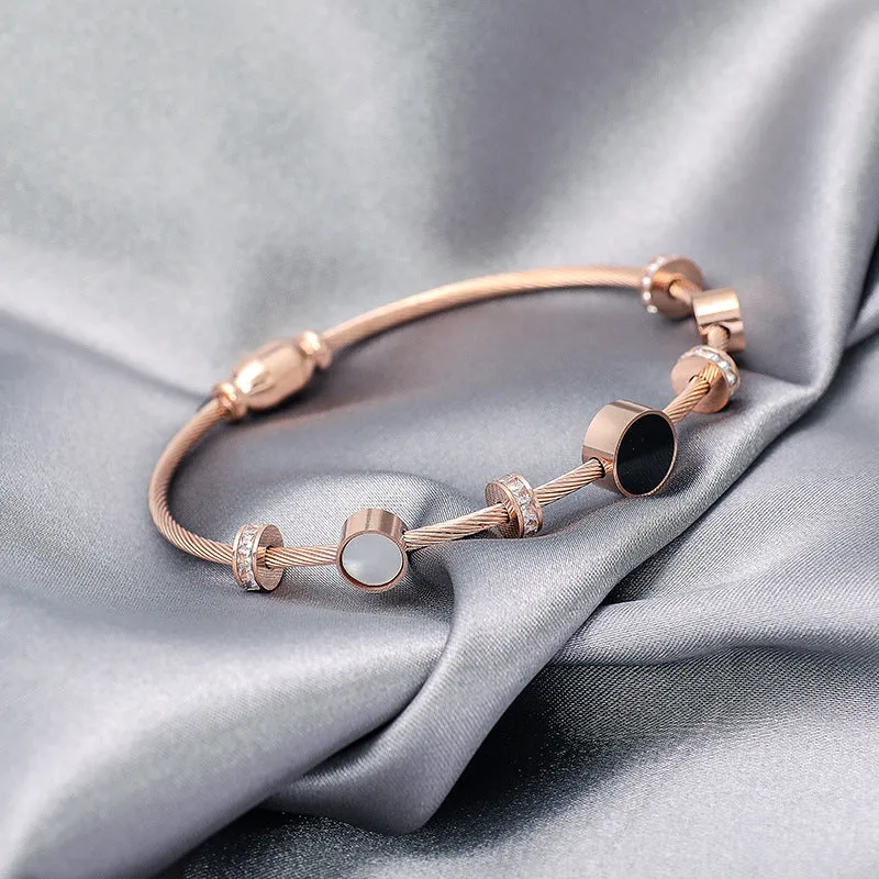 Korean Version Of Rose Gold Titanium Steel Bracelet Female Non-fading Ins Personality