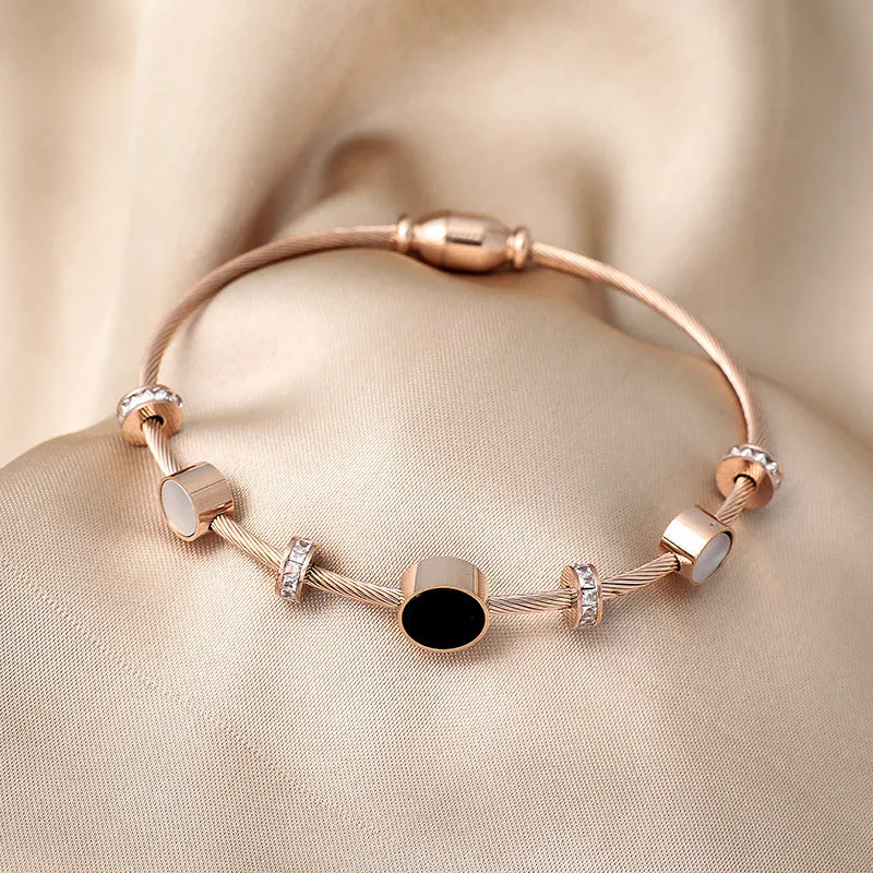 Korean Version Of Rose Gold Titanium Steel Bracelet Female Non-fading Ins Personality