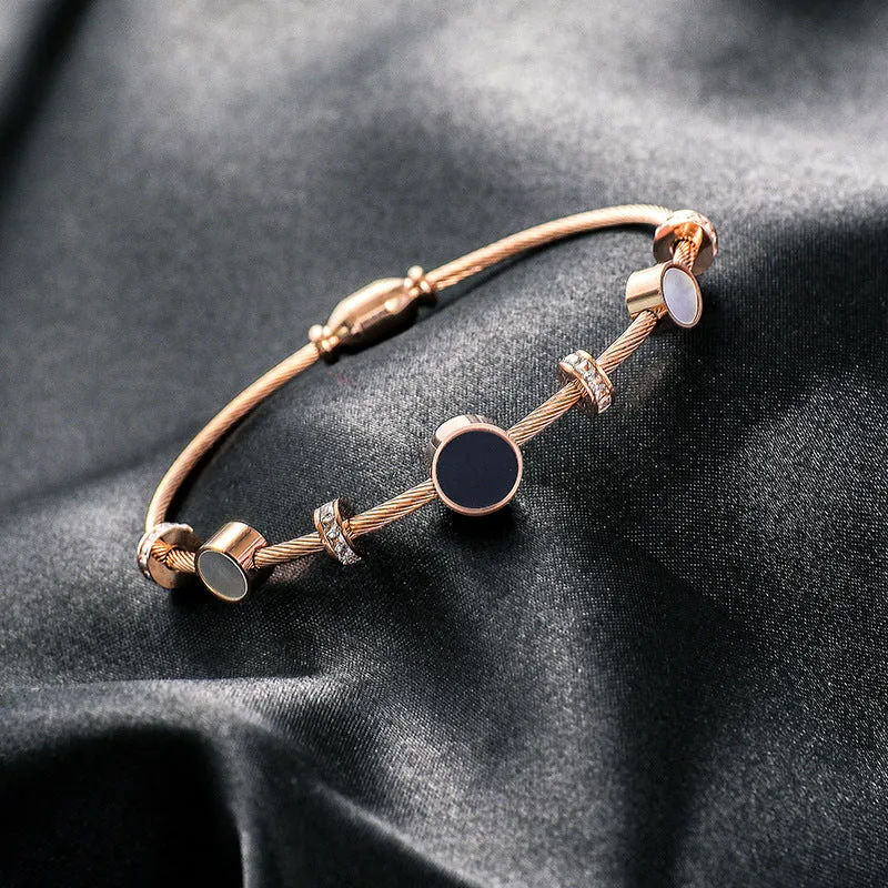 Korean Version Of Rose Gold Titanium Steel Bracelet Female Non-fading Ins Personality