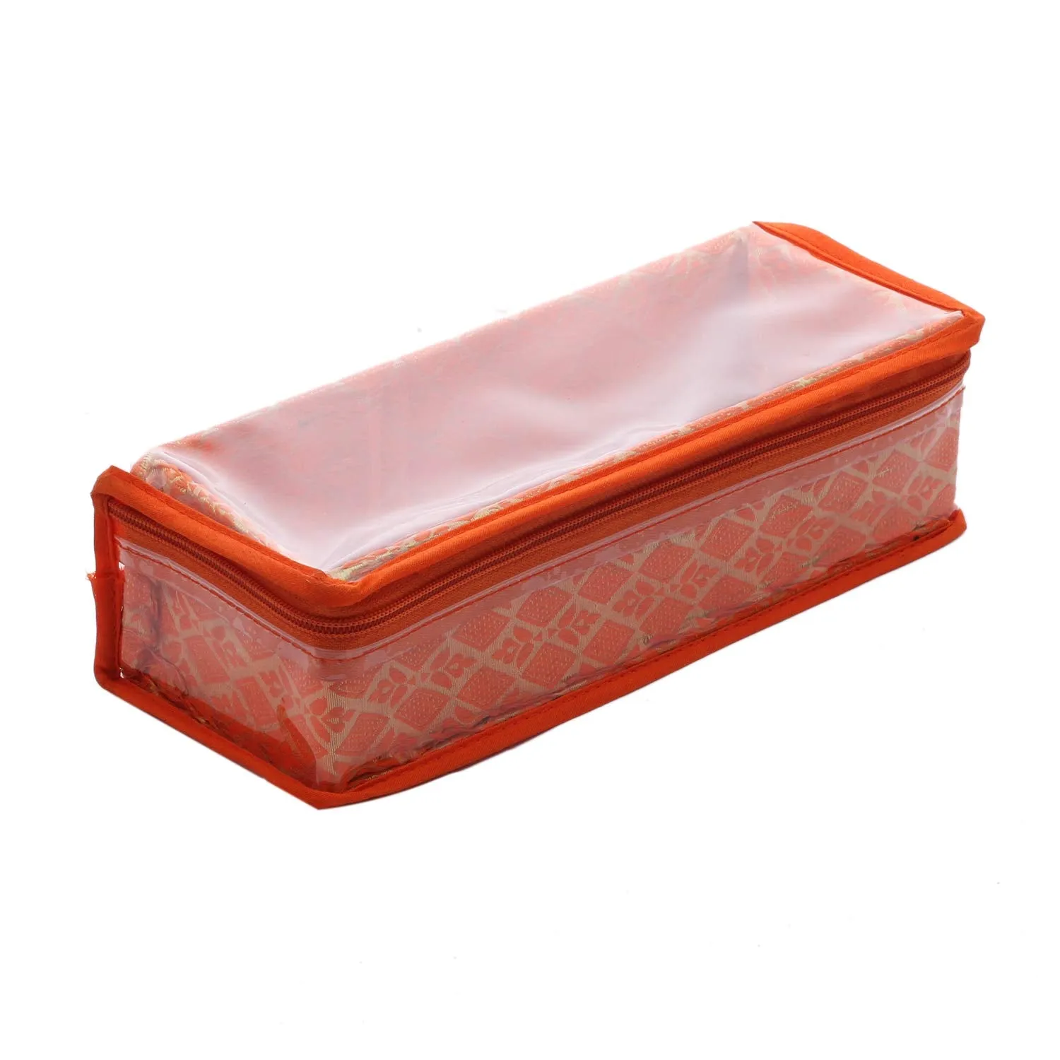 Kuber Industries Brocade Hardboard 2 Pieces One Rod Bangle Box (Orange) - CTKTC022959