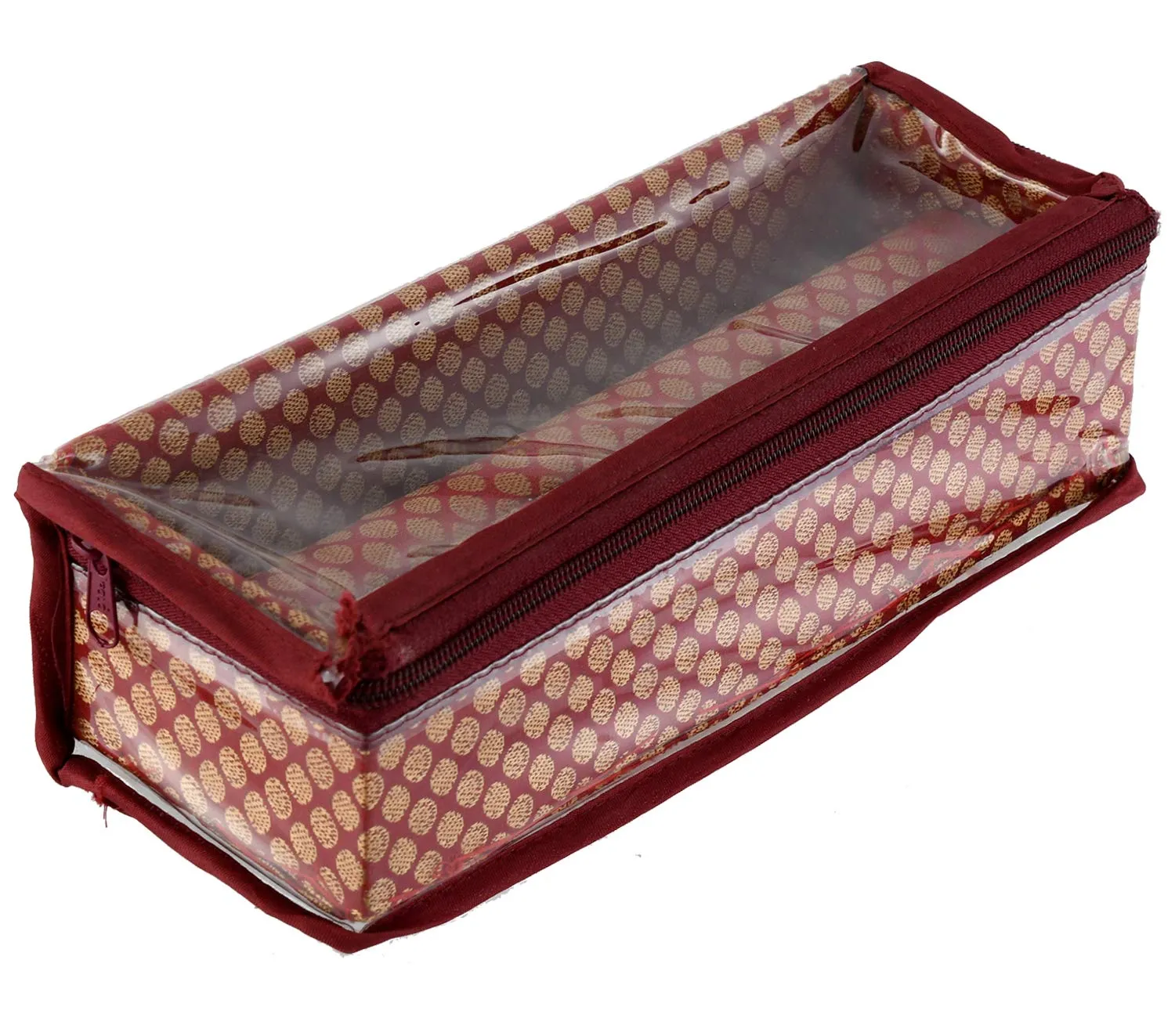 Kuber Industries Polka Dots Design Brocade Hardboard One Rod Bangle Box (Maroon) - CTKTC038809