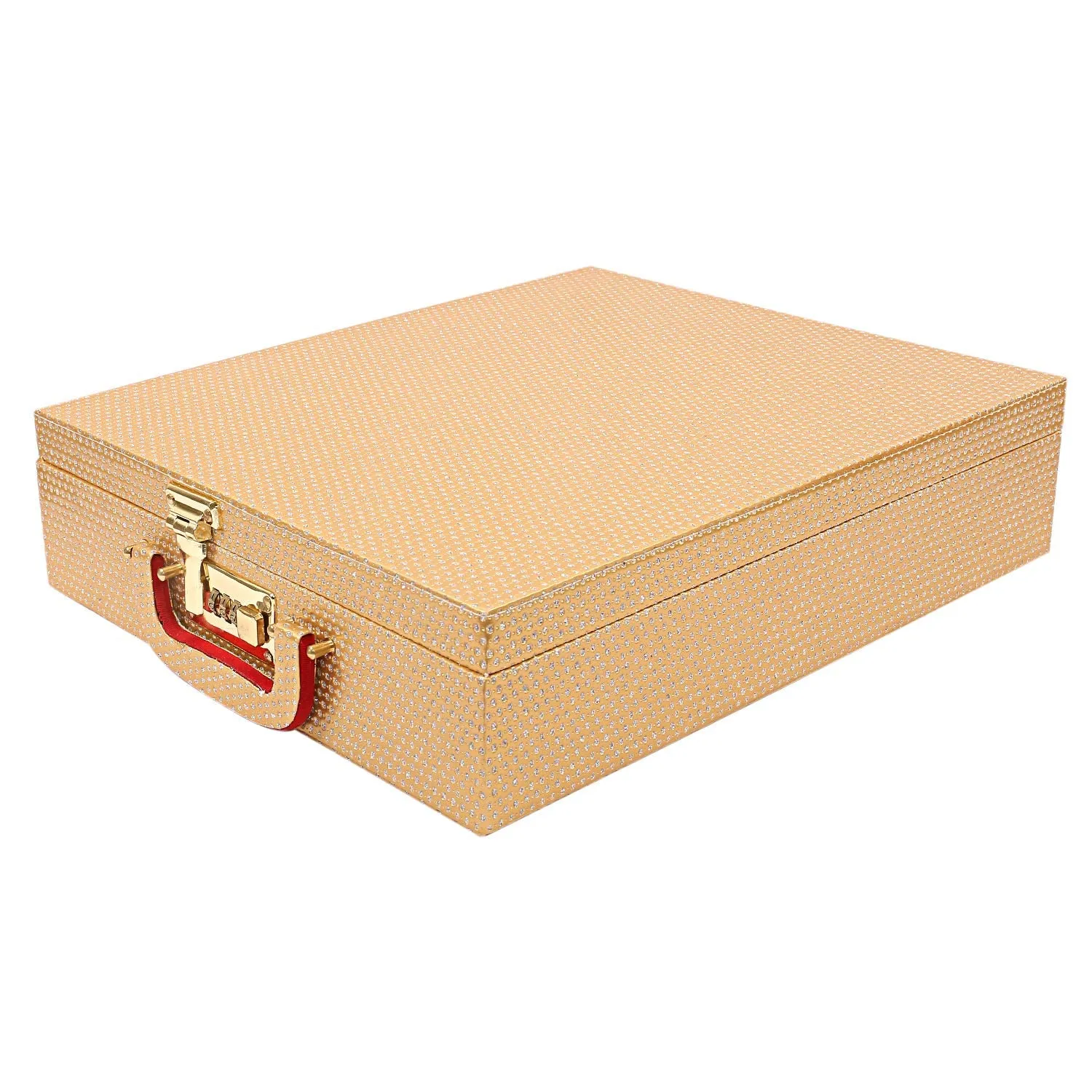 Kuber Industries Wooden Five Rod Bangle Storage Box (Gold) -CTKTC8696